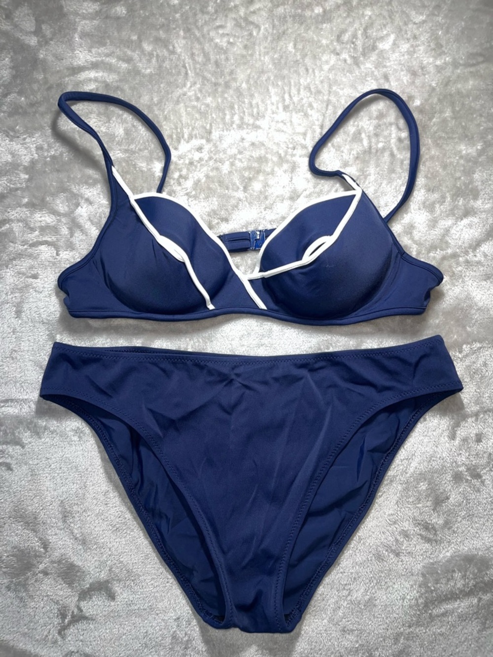 La Perla Navy and White Trim Bikini Set